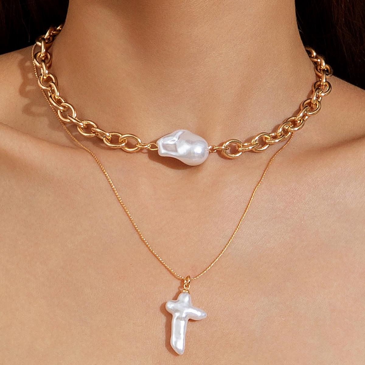 Новое Жемчужное Крестик Ожерелье Винтажное Литературное Барокко Ожерелье