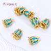 18K Gold Plated Blue Enamel Flowers Tassel End Caps,Cord End Tips For DIY Tassel Earrings Necklaces Jewelry Making Supplies
