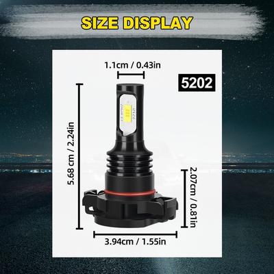 2PCS LED Fog Light Bulbs 5202 Fog Light Bulb White 6000K High Power 120W DRL Lamps 3570 CSP Chips Fog Lamp