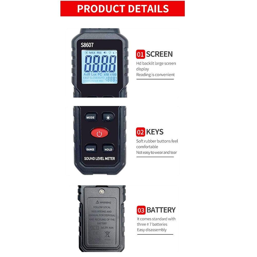 Digital Noise Meter Handheld dB Meter Mini Sound Level Meter  Audio Measuring Instrument