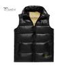Men Thermal Vest Coat Stand Collar Sleeveless Zipper Closure Waistcoat with Pockets Design Golden Letter Print Vest Coat