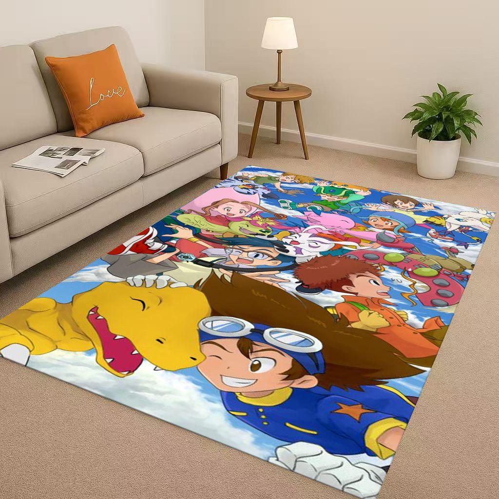 Angewomon Cartoon Digimon Adventure Living Room Non Slip Area Rug Soft Carpet for Bedroom Sofa,Easy Clean Home Doormat Playmat