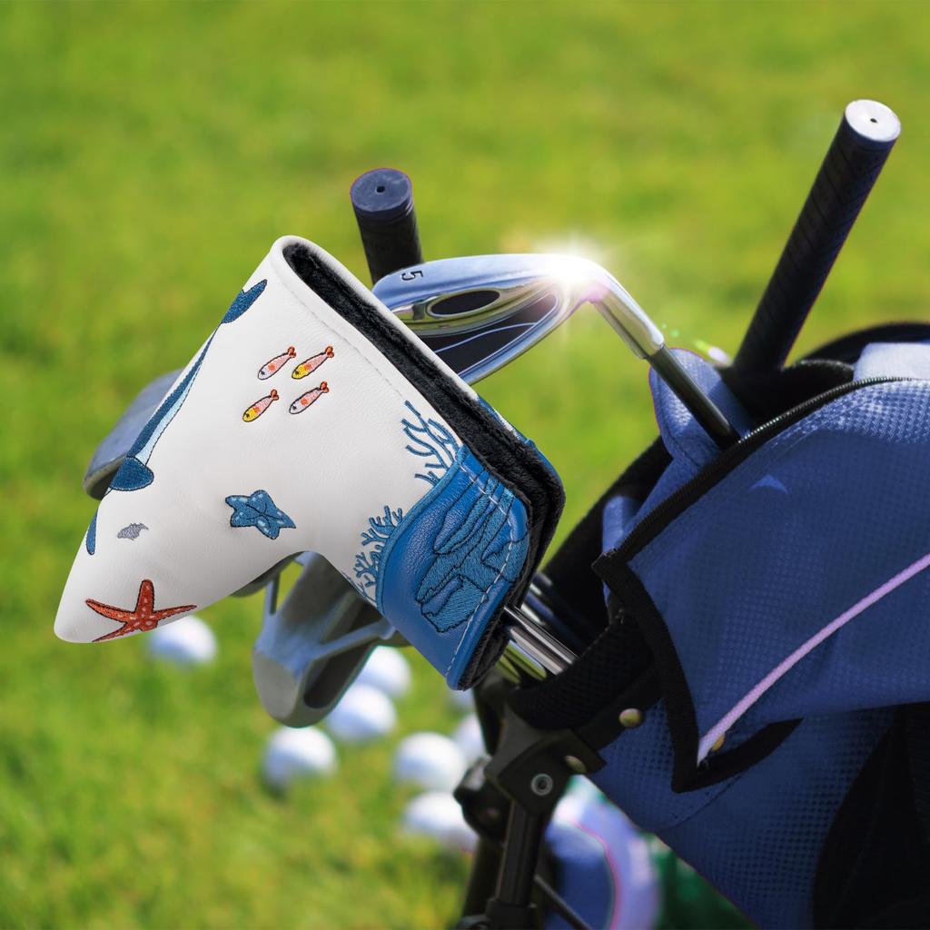 Big Teeth Putter Cover Pin Type Magnet Golf Club Head Cover Putter Cover Pin Type Blade Type Head Cover Whale Sea