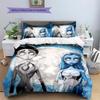 Corpse Bride Cartoon Pattern Bedding Quilt Set Quilt Cover Pillowcase Home Decoration Gift (1 * Duvet Cover + 2 * Pillowcase, Without Core)