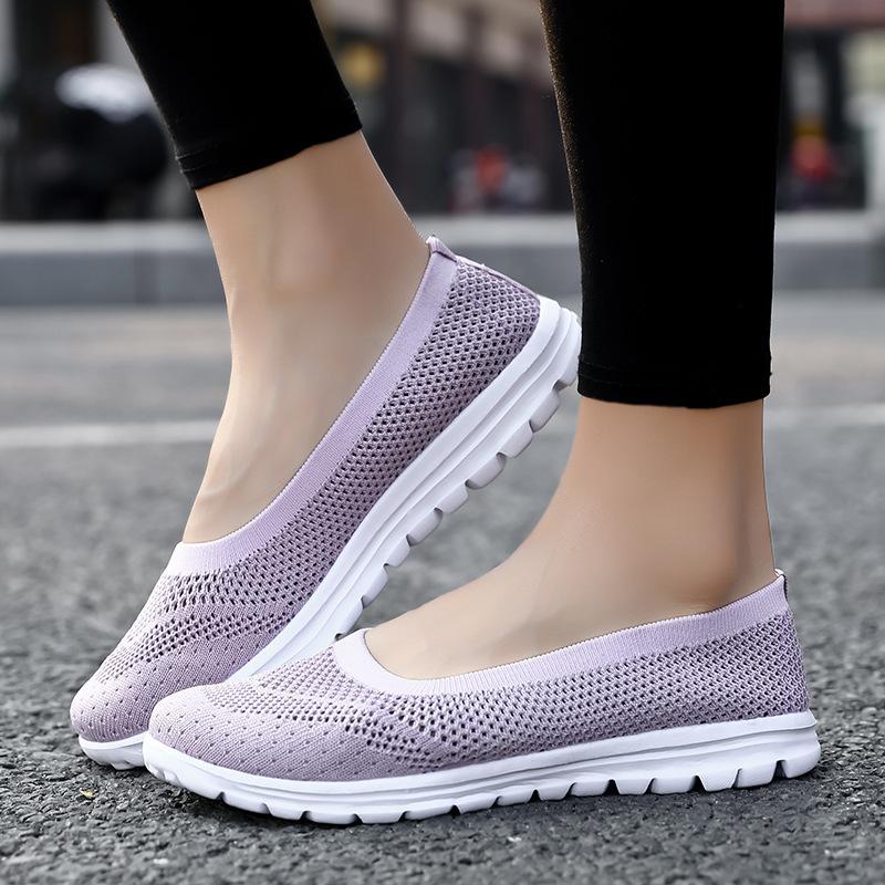New mesh women's shoes spring flat bottom soft surface comfortable sports shoes shallow mouth hollow breathable casual women's shoes 35-42