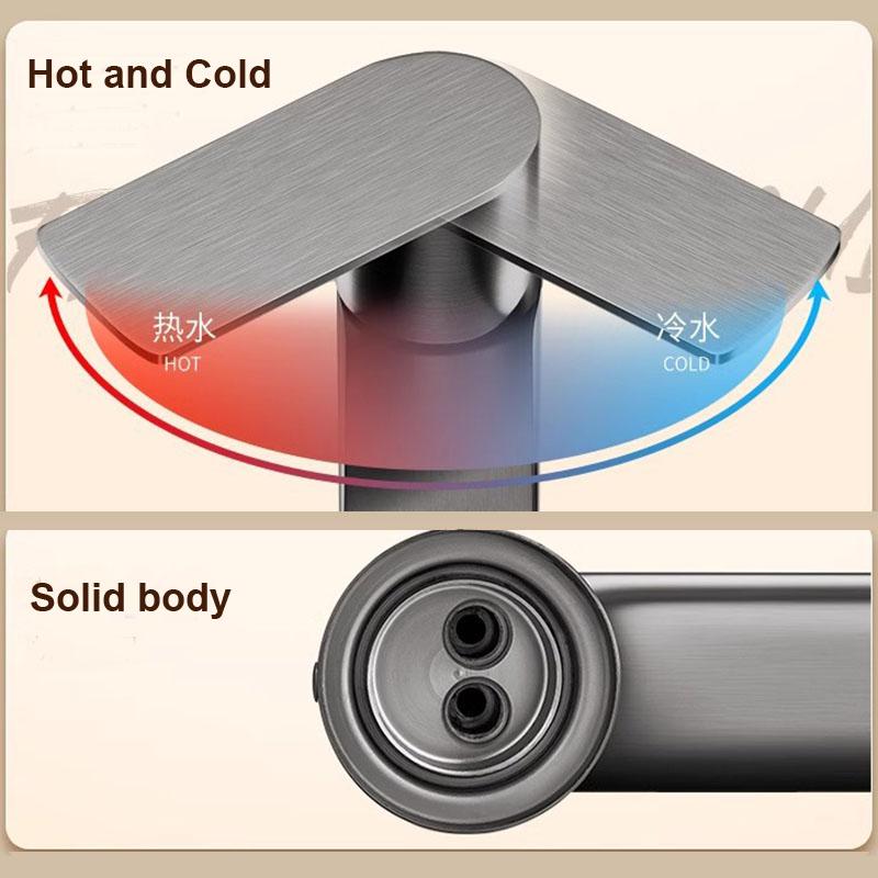 Black Thickened Stainless Steel Bathroom Faucets Hot and Cold Mixer Faucets Vanity Bathroom Kitchen Sink Faucets