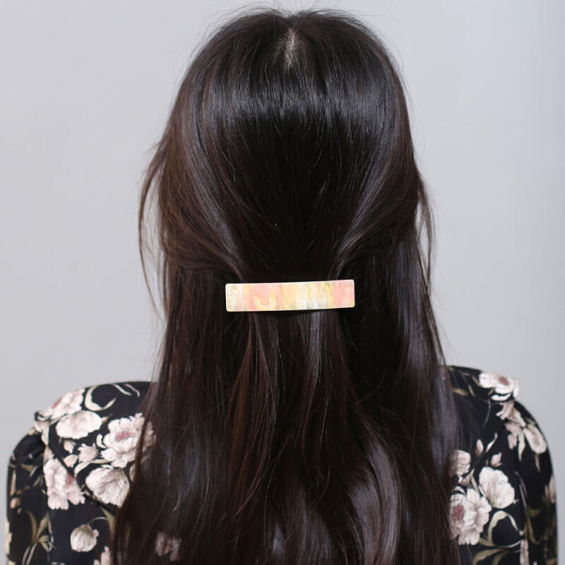 Marble Square Automatic Hairpin (Pink)