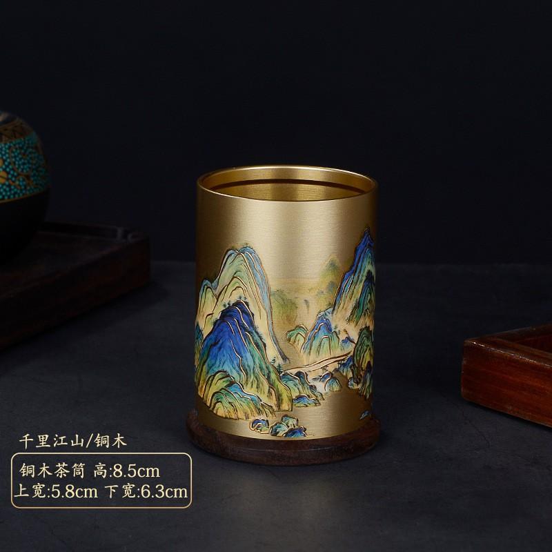 Brass Tea Ceremony Tools Set With Ebony Wood Holder Six Piece Accessories Gaiwan Brewing
