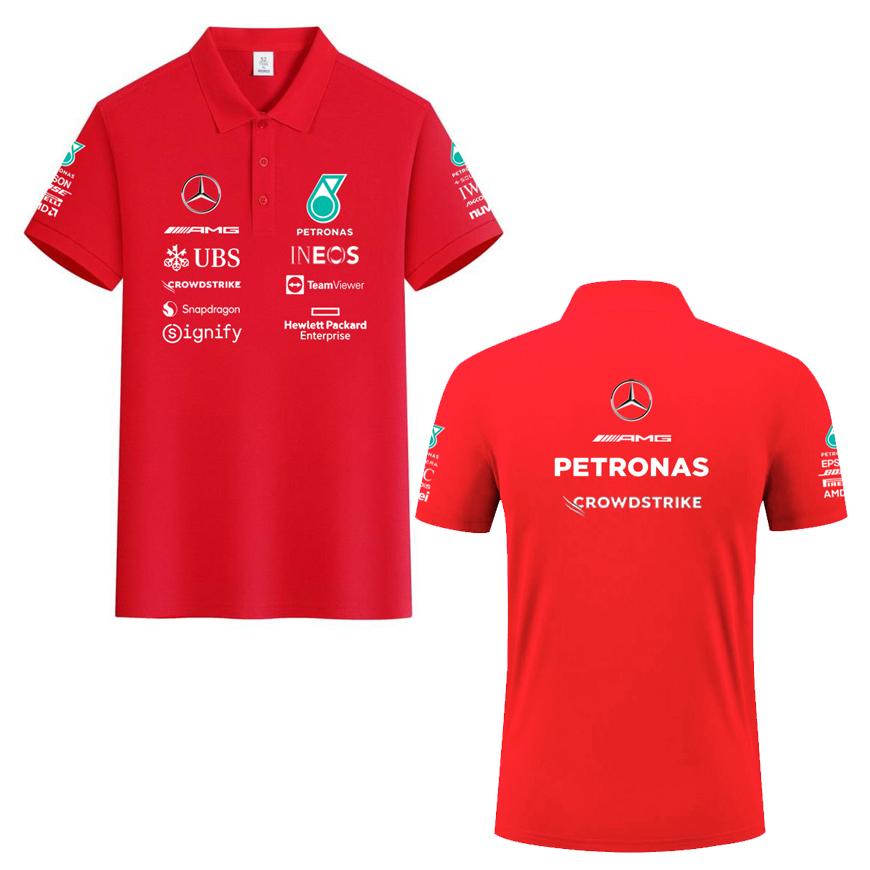 Red Bull F1 Racing Suit Hamilton George Russell Team Uniform Pure Cotton Polo Shirt
