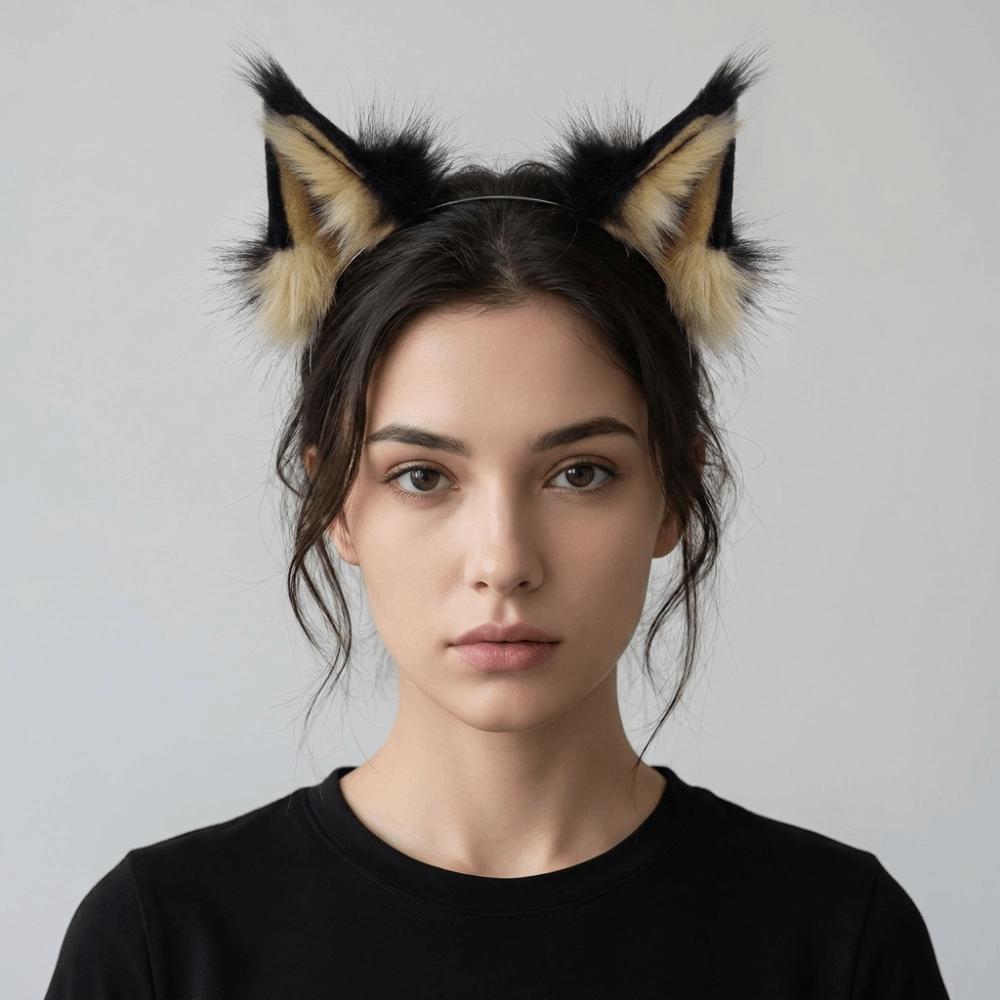 Animals Cat Ears Headband JK Furry Cosplay Headwear Sweet Wolf Dog Hair Band Halloween