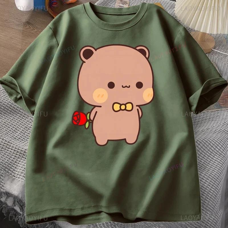 Funny DuDu Bear Surprising Panda BuBu with A Flower T-shirt Kawaii Buu Duu Graphic T Shirt Women Men Couple Tshirt Cotton Tees