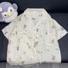 Neues Cartoon-Sternen-Personen-Pyjama-Set für Damen, Sommer, kurzärmelig, mit Shorts und Cardigan, bequem, lässige Loungewear