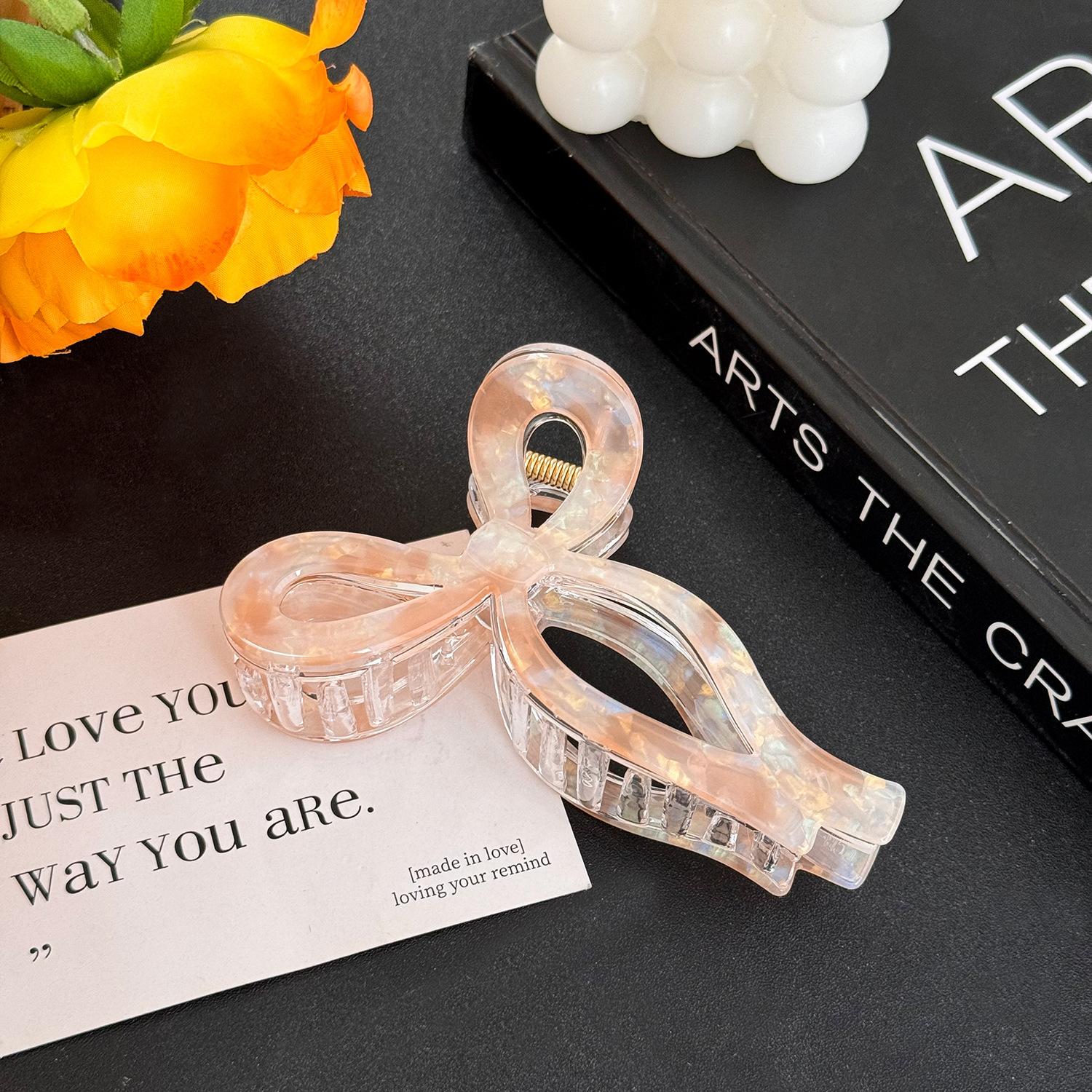 

Hair Acetate Stylish Claw Clip With Beautiful Bow Design Perfect For Everyday 2024 Use Colorful Orange