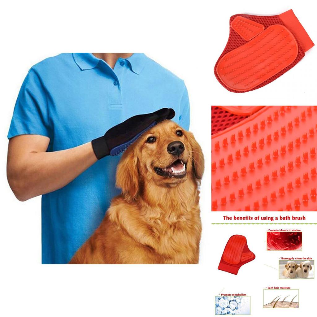 Vielseitiger Haustier-Badehandschuh mit Bürstenkamm für Hunde und Katzen und komfortablem Massagegewebe