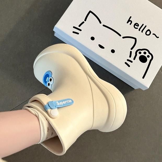 2025 summer cute cartoon Mengmeng big-eyed rain shoes girls fashion wear soft thick-soled casual non-slip rain boots