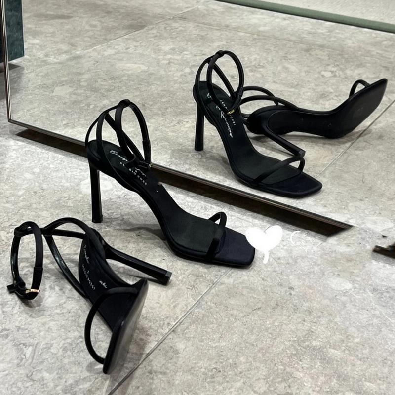 Fashion FHC New Women High Heels Sandals,Square Toe Summer Shoes,Ankle Buckle Strap,French Style,Size 35-39,Black,Dropship