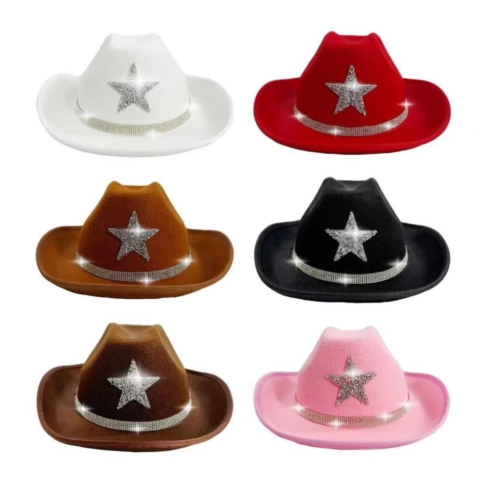 Rhinestone Summer Sun Hat Sparkling Kids Bucket Hat Cool Western Cowboy Hat Dress-Up