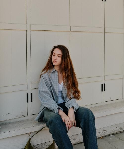 DEPOUND Check Oversized Shirt [Light Blue]