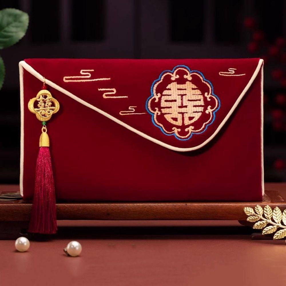 Best Wishes New Year Blessing Bag Multiple Patterns HongBao New Trendy Red Money Packet  Birthday