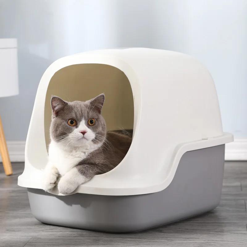 Totally Enclosed Pet Litter Box Extra Large Deodorant Cat Toilet with Litter Shovel Spillproof Cat Litter Box Closed Cat Sandbox