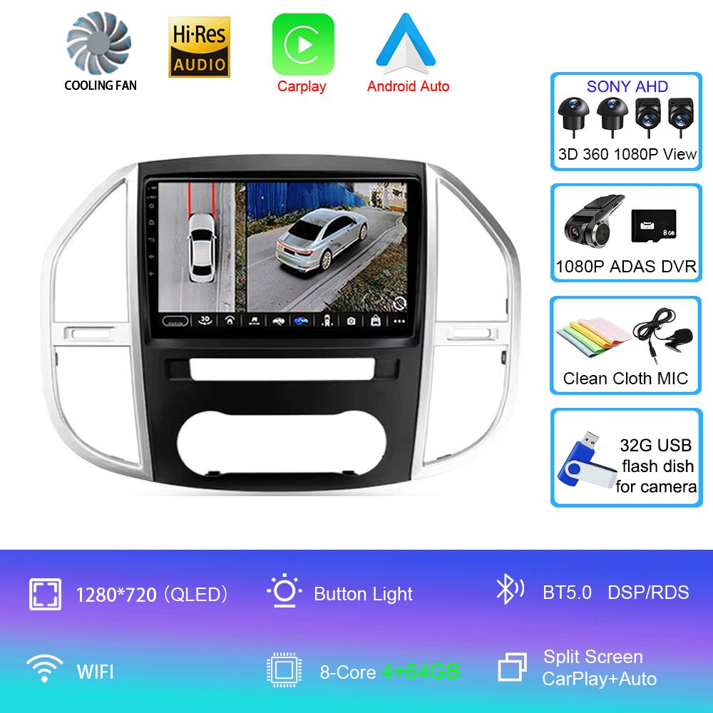 Car Radio Android 14 For Mercedes Benz Vito 3 W447 2014-2020 2K QLED Android Multimedia Video Player 4G Stereo CarPlay Head Unit