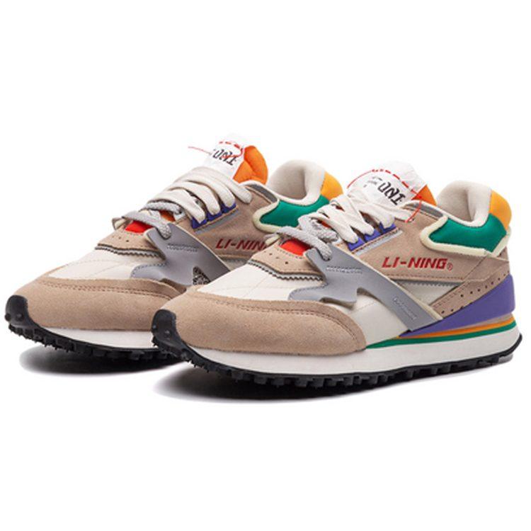 Li Ning 001 Ursprüngliche Ambition Rutschfest Leicht Niedrig geschnitten Freizeitschuhe Herren Aprikose Weiß Grün AGCP313-4