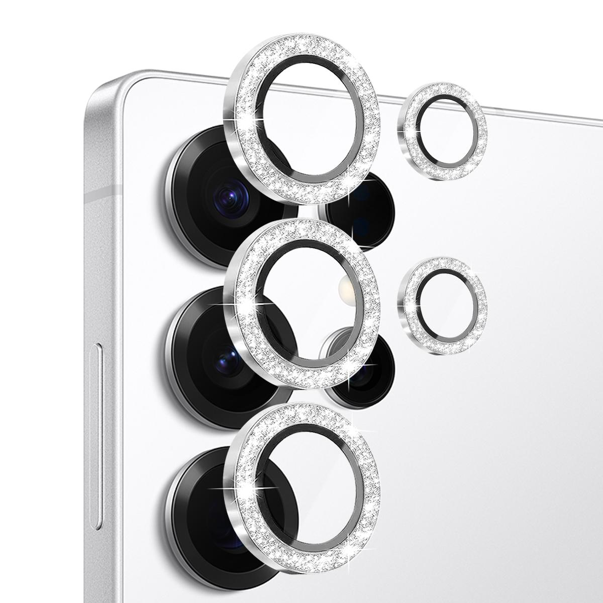 

NORTHJO 1 Set For Samsung Galaxy S25 Ultra Camera Lens Film Tempered Glass+Metal Glitter Rear Lens Protector Silver