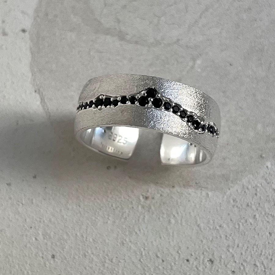 

925 Sterling Silver Rings for Women Couple Minimalist Handmade Simple Black ZIrcon Dot CZ Ring Fine Jewelry Gift Prevent Allergy resizable