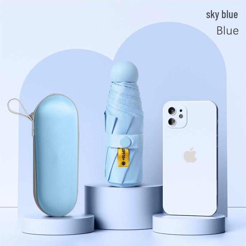 Mini Ultralight Five-Fold Anti-UV Umbrella - Portable Dual-Use for Sun and Rain, Customizable Women's Sunshade.
