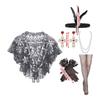 1920s Flapper Costume Set for Women with Sequined Shawl and Pearls Necklace Accessories for Gatsby Parties