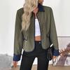 2025 New Autumn Style Elegant Commuter Style Single-breasted Cardigan Lapel Contrasting Color Coat for Women