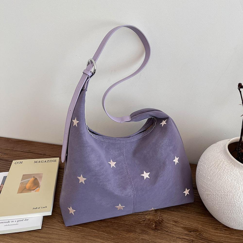 Korean Style Star Embroidered Shoulder Bag Five-pointed Star Underarm Bag Crossbody Bag  Daily фиолетовый