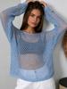 Summer new hollow smock women's European and American style soft loose long-sleeved knitted top ins style