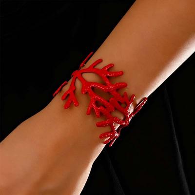 Bracciale Esagerato Colore Oro Forma di Corallo per Donne Punk Hip Hop Metallo Vuoto Linea Irregolare Ampio Bracciale Gioielli Regali