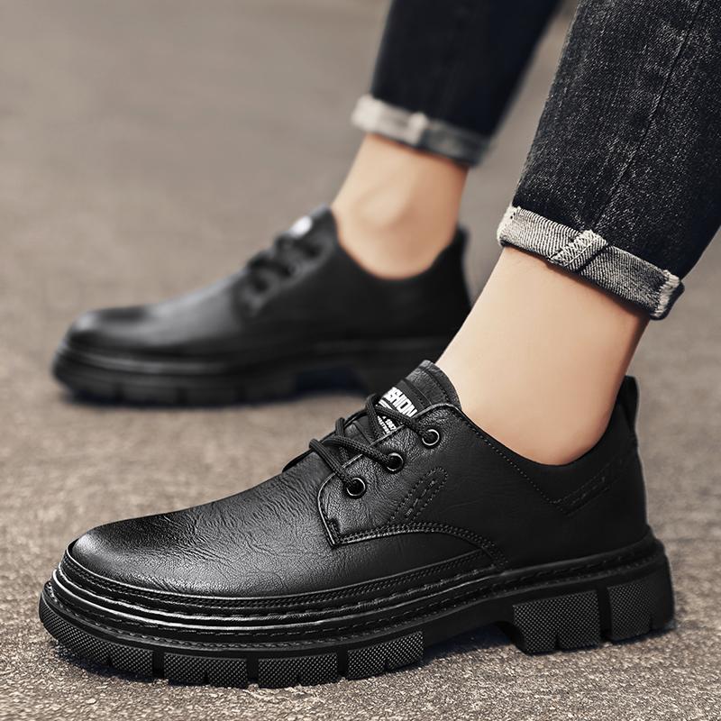 Fashion British Style Men's Workwear Shoes Versatile High-quality Leather Casual Shoes Anti Slip Wear-resistant Men's Business Shoes