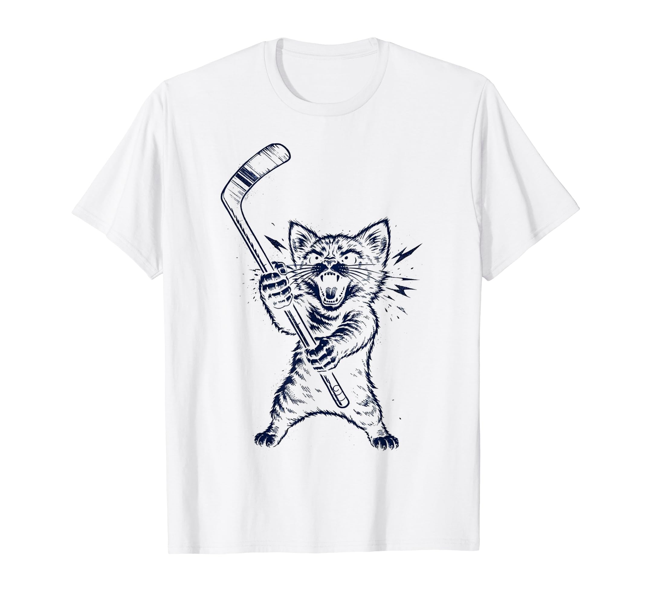 Fierce Hockey Cat Graphic Funny Angry Cat Hockey T-Shirt