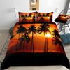 Tropical Coconut Palm Tree Duvet Cover King Queen Size Hawaii Sunset Bedding Set 3pcs Polyester Quilt Cover