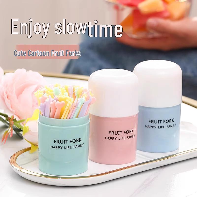 **36-Piece Disposable Plastic Fruit Forks Set** - Two-Pronged Household Fruit Picks