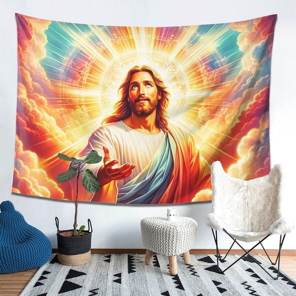 Jesus Biblical Tapestry Wall Hanging Aesthetic Home Decoration Tapestries for Living Room Bedroom