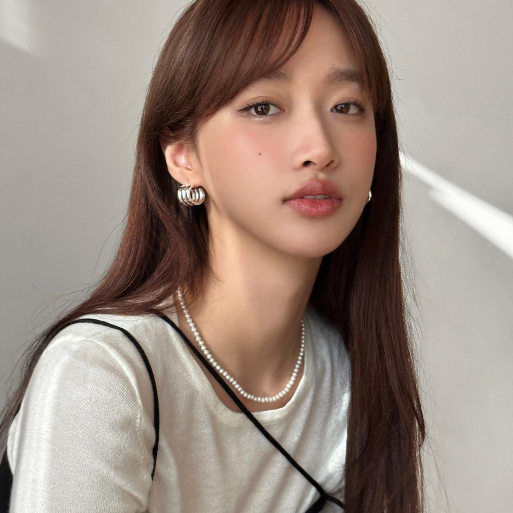 925 Silver Needle Plain Ring Multi-layer Earrings Women's Korean Retro Premium Versatile Earrings Light Luxury Niche Design Ear Buckles