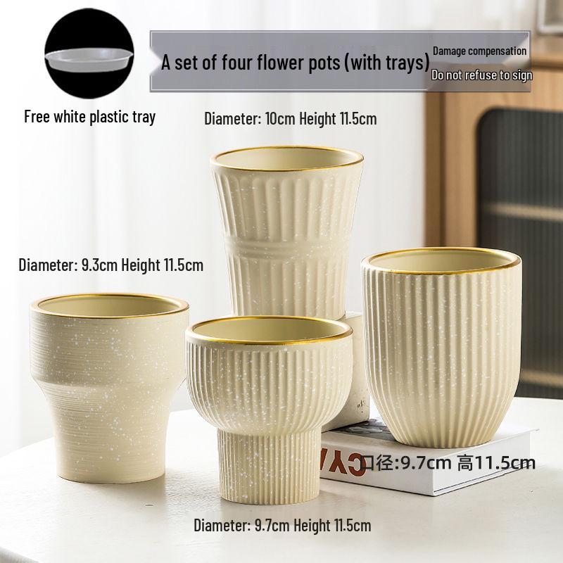 Nordic High-Leg Ceramic Orchid Pot: Durable, Artistic for Home or Balcony Use