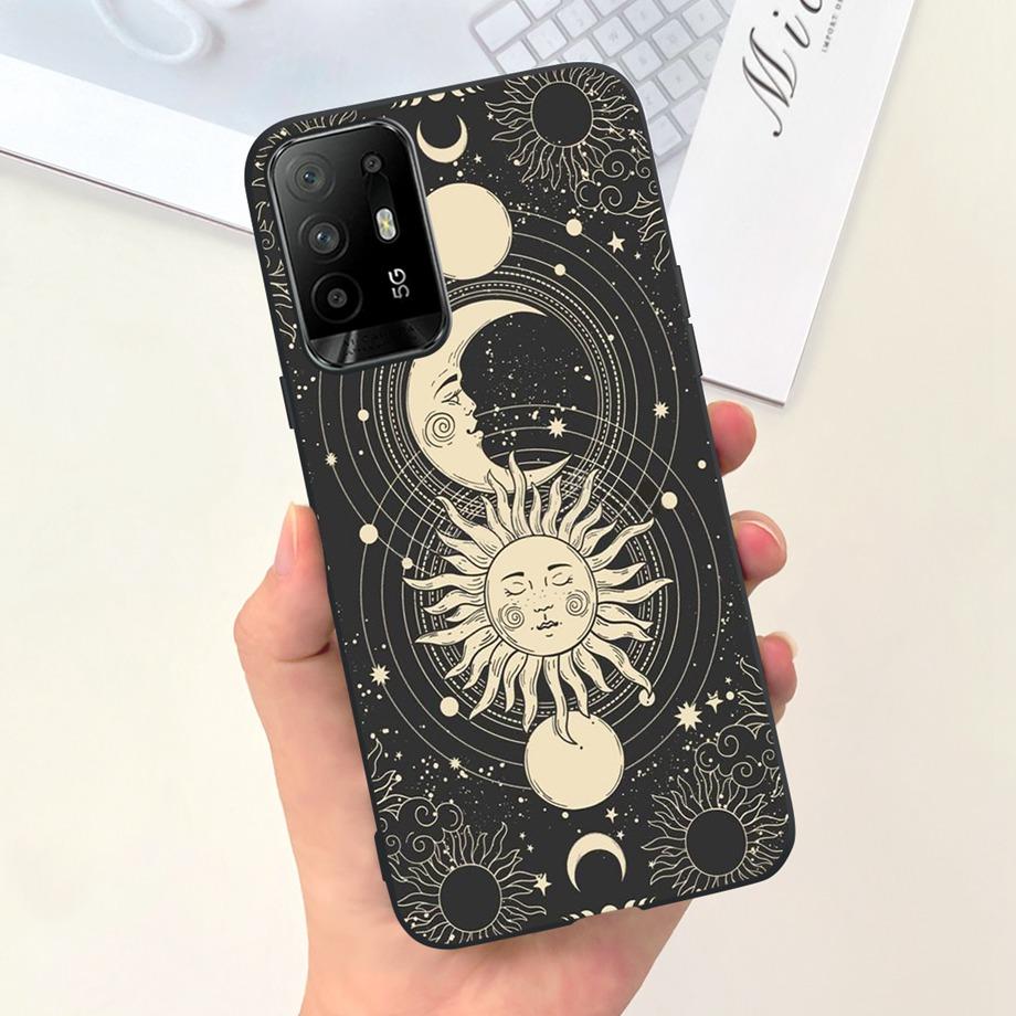 

For Oppo A94 5G CPH2211 Back Cover For Oppo A94 4G CPH2203 Reno5 Lite Phone Case Soft Silicone Rubber Coques Black Night Cat Bag Oppo A94 5G