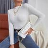 Women's Slim Fit High Neck Knit Sweater - Autumn/Winter Solid Color Base Layer Knitwear