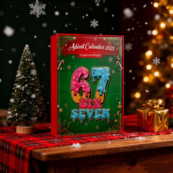 Calendrier de l'Avent de Noël avec 67 Ornements Suspendus d'Arbre de Noël en Acrylique 24