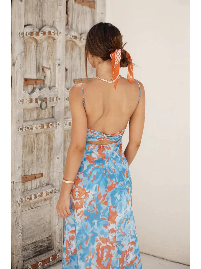 Europäischer & Amerikanischer Stil Tief ausgeschnittenes Sommerkleid mit dünnen Trägern - 23069-1