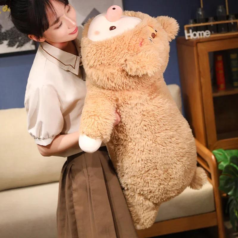 66/76/90cm New Cute Pig Wear Bear Clothes Plush Pillow Cute Sleep Pillow Girls Children Dolls Cartoon Flush Doll Toys Gift