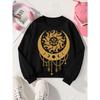 European Sizes Kids' Casual Printed Round Neck Pullover, Golden Sun Moon Stars Beads,  Casual Comfortable