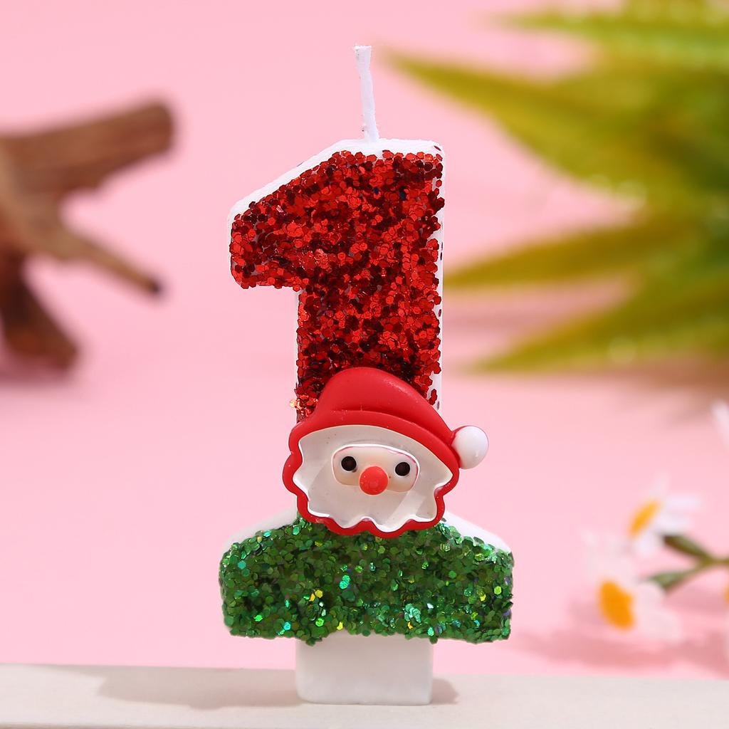 Christmas Happy Birthday Candles Number0-9 for Cake Decorating Supplies Unscented Number Candles Cake Topper Decorations