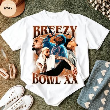 Vintage Breezy Chris Brown Bowl Xx 2026 Collage Portrait Graphic Pure Cotton Oversized Hip Hop T Shirt