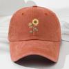 Sunflower Printed Baseball Cap Washed Cotton Sun Hat Vintage Dad Hat  For Women Man